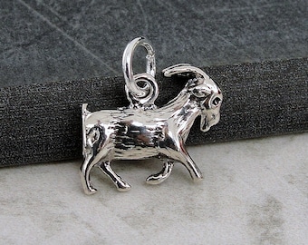 Goat Charm, Sterling Silver 3D Goat Necklace Charm, Billy Goat Bracelet Charm, Farm Animal Charm, Livestock Charm, Goat Gift, Goat Jewelry