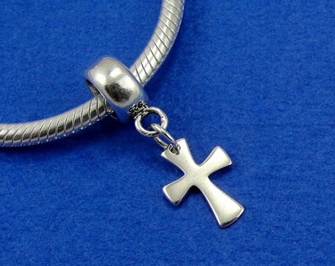 Celtic Cross European Dangle Bead Charm - Sterling Silver Celtic Cross Charm for European Bracelet