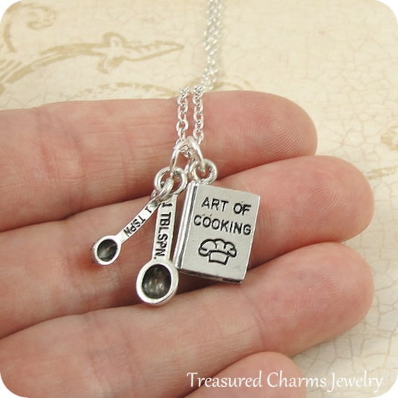 Bronze Kitty Cat Spoon Charm Long Chain Clasp Necklace Gift US Seller