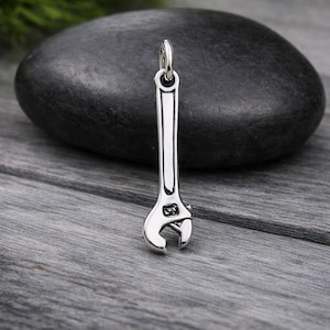 925 Sterling Silver Crescent Wrench Charm for Necklace or Bracelet, Handyman Pendant, Tool Charm, Monky Wrench Charm, Handyman Gift