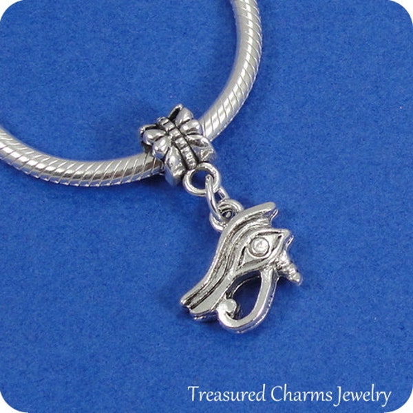 Eye of Horus European Dangle Bead Charm - Silver Eye of Ra/Horus Charm for European Bracelet