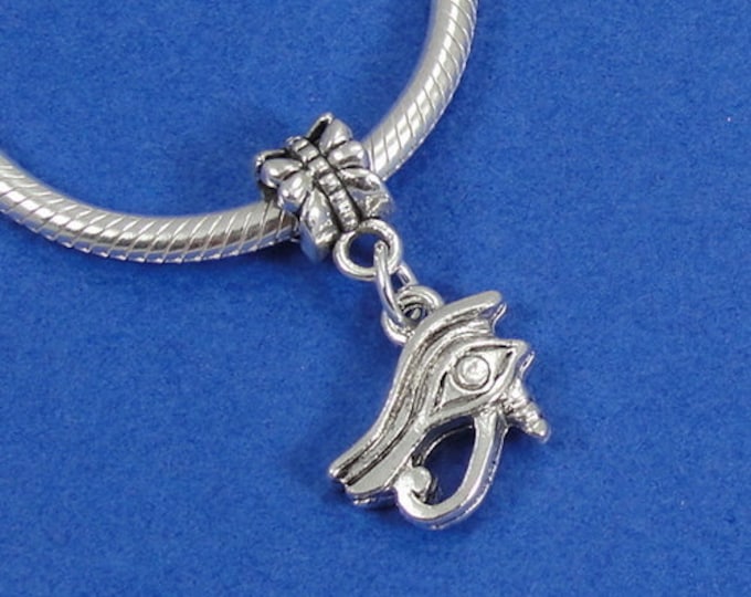 Eye of Horus European Dangle Bead Charm - Silver Eye of Ra/Horus Charm for European Bracelet