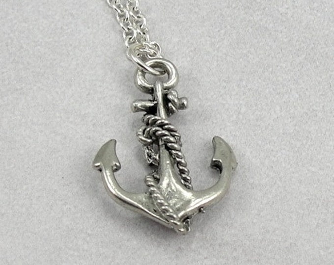 Anchor Necklace, Silver Nautical Anchor Charm on a Silver Cable Chain