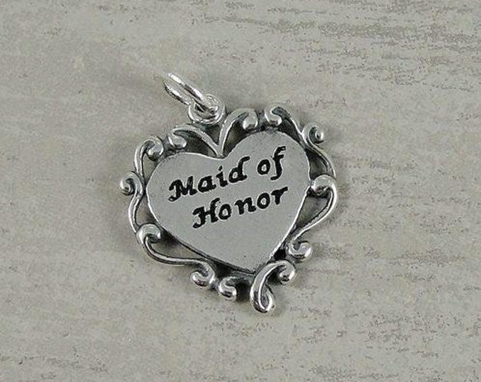 CLOSEOUT - Maid of Honor Charm - Sterling Silver Maid of Honor Charm for Necklace or Bracelet