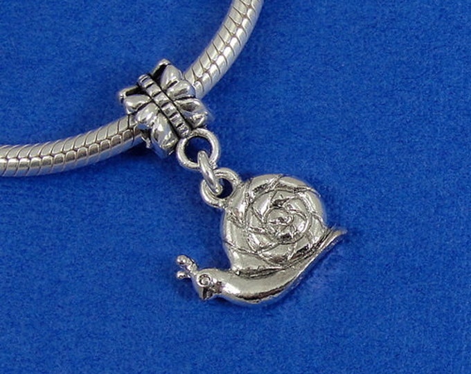 Snail European Dangle Bead Charm - Silver Snail Charm for European Bracelet