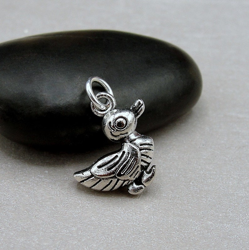 Silver Duck Charm, Baby Duckling Charm, Cute Duck Charm, Duck Jewelry, Necklace Charm, Bracelet Charm, Duck Themed Gift image 1