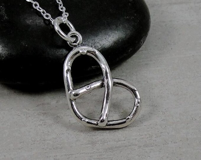 925 Sterling Silver Pretzel Necklace, Soft Pretzel Charm Necklace, 3D Pretzel Charm, Pretzel Twist Charm Necklace, Pretzel Jewelry