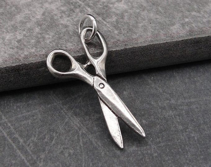 Scissors Charm, Silver Scissors Necklace Charm, Pair of Scissors Charm, Scissors Pendant, Crafting Charm, Scrapbooking Charm, Scissors Gift