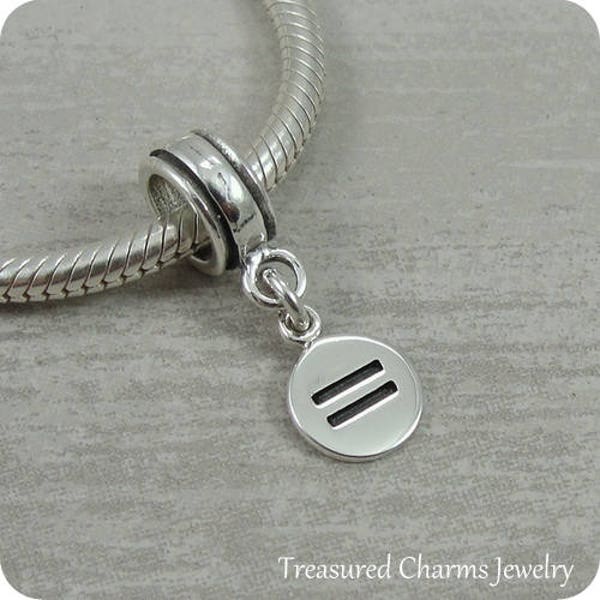 Equality Symbol European Dangle Bead Charm - Sterling Silver LBGT Gender Equality Charm for European Bracelet