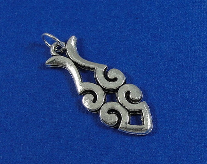 Christian Fish Charm - Silver Christian Scroll Fish Charm for Necklace or Bracelet
