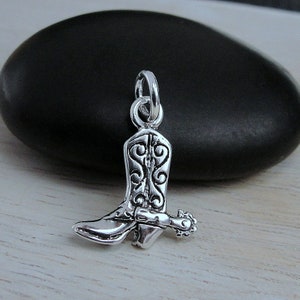 Cowboy Boot Charm, 925 Sterling Silver Western Boot Charm for Necklace or Bracelet, Cowboy Charm, Cowgirl Charm, Country Western Charm