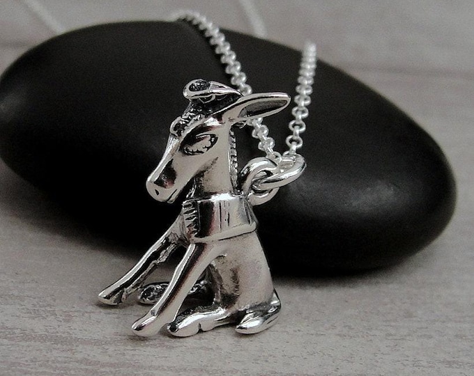 Sterling Silver Donkey Necklace, Donkey with Sombrero Charm, Donkey Wearing Hat Charm, Donkey Charm, Donkey Pendant, Mule Charm Necklace