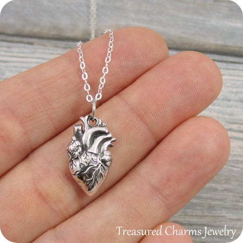 Anatomical Heart Necklace Sterling Silver Anatomical Heart - Etsy