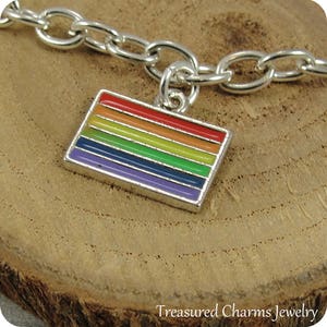 LGBTQ Pride Flag Charm Silver Plated Rainbow Gay Pride Charm for Necklace or Bracelet image 3