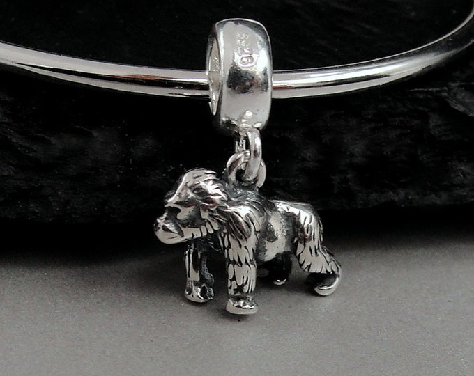 Gorilla European Charm, Sterling Silver Chimpanzee Dangle Charm, Baboon Charm with Bail, Snake Bracelet Charm, Large Hole Bead