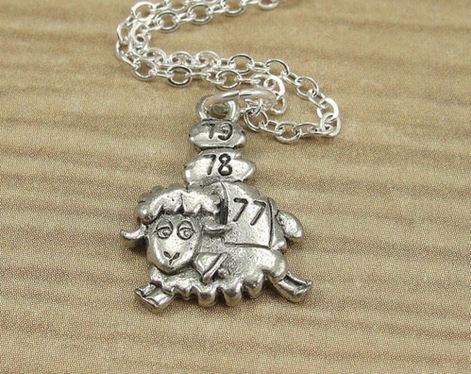 Counting Sheep Necklace, Silver Counting Sheep Charm on a Silver Cable Chain