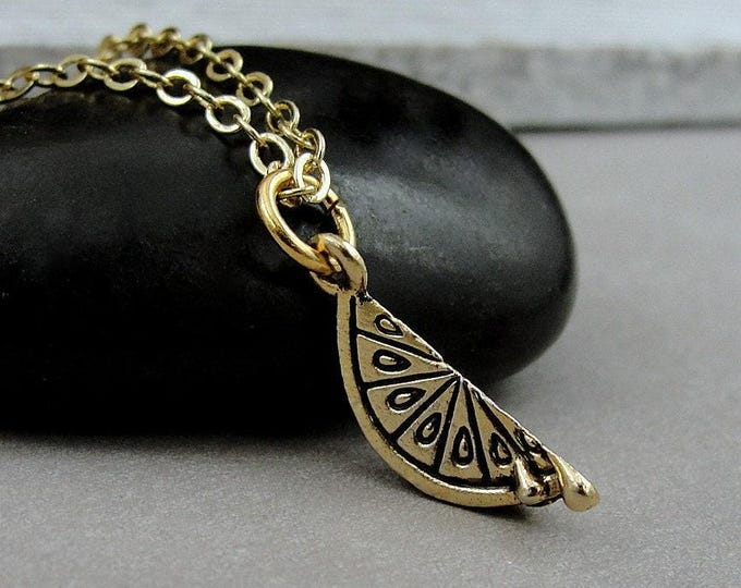 Lemon Necklace, Gold Lemon Slice Necklace, Gold Lemon Charm, Lemon Fruit Necklace, Lemon Jewelry, When Life Gives you Lemons Make Lemonade