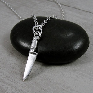 Miniature Knife Necklace, Silver Plated Kitchen Knife Charm Necklace, Chef Charm Necklace, Baking Necklace, Gift for Chef, Gift for Baker