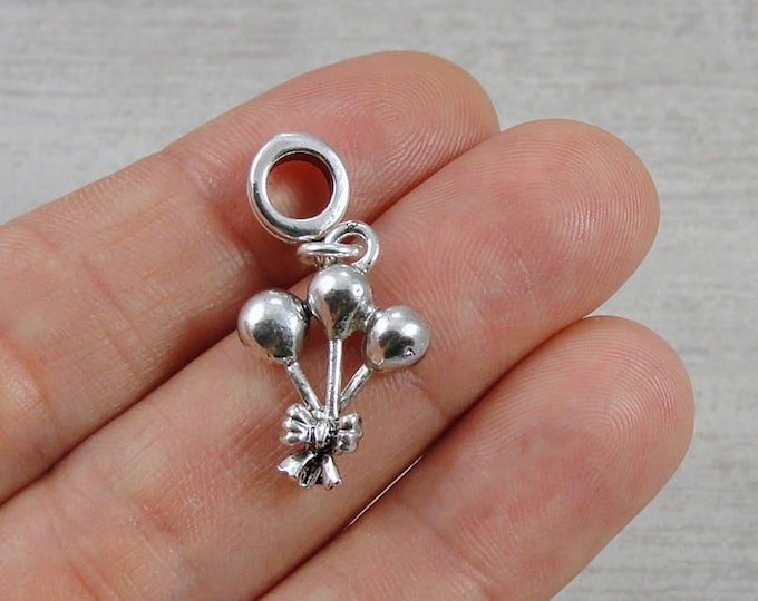Party Balloons European Dangle Bead Charm - Silver Birthday Balloon Charm for European Bracelet