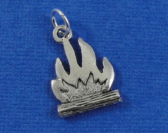 Campfire Charm - Silver Plated Nautical Camp Fire Charm for Necklace or Bracelet