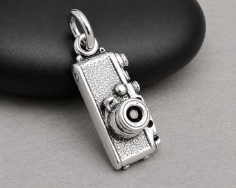 Digital Camera Charm, 925 Sterling Silver 3D Camera Pendant for Necklace or Bracelet, Photographer Charm Gift