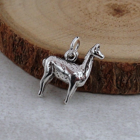 Llama Charm Sterling Silver Antiqued Finish 3D Llama Charm Sterling Silver Antiqued Finish 3D