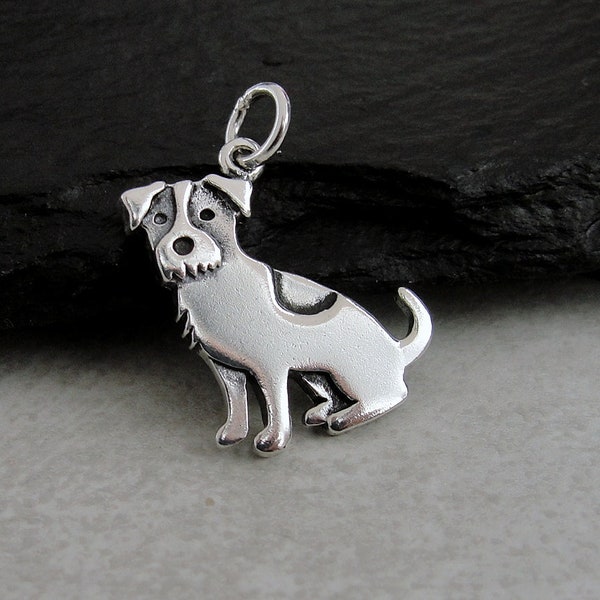 925 Sterling Silver Jack Russell Terrier Charm, Puppy Dog Charm, Jack Russell Pendant, Bracelet Charm, Necklace Charm, Jack Russell Gift