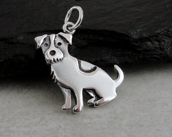 925 Sterling Silver Jack Russell Terrier Charm, Puppy Dog Charm, Jack Russell Pendant, Bracelet Charm, Necklace Charm, Jack Russell Gift