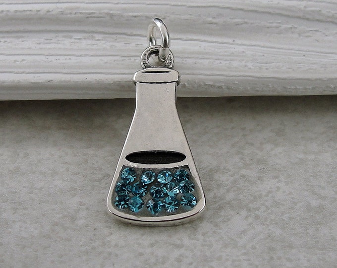 925 Sterling Lab Beaker Charm, Scientist Charm, Chemistry Teacher Charm, Bracelet Charm, Necklace Charm, Science Teacher Charm, Teacher Gift