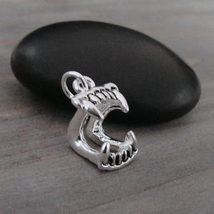 Vampire Fangs Charm, Silver 3D Vampire Teeth Charm for Necklace or Bracelet, Halloween Charm, Vampire Fangs Pendant, Vampire Teeth Pendant image 2