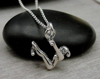 Gymnast Necklace, 925 Sterling Silver Gymnastics Charm Necklace, Gymnast Charm, Gymnastics Gift, Gymnastics Jewelry, Gymnast Gift Jewelry