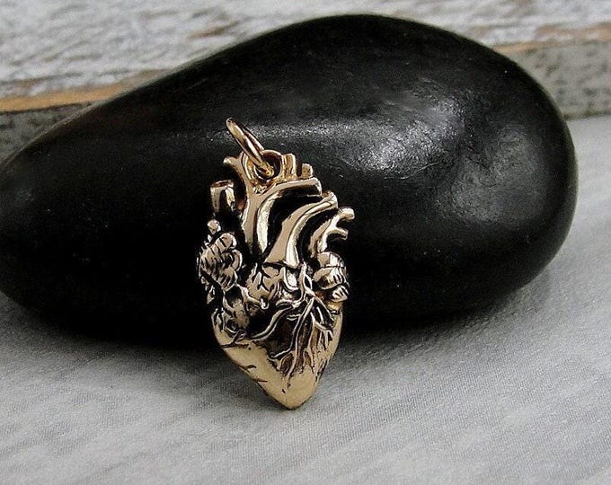 Anatomical Heart Charm, Gold Anatomical Heart Charm Pendant, Necklace Charm, Realistic Heart Charm, Human Heart Charm, Beating Heart Charm