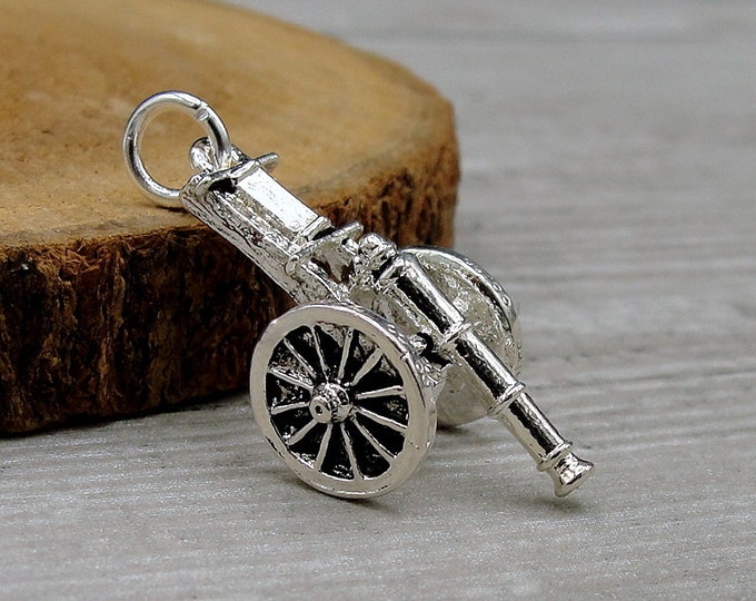 Cannon Charm, Silver Military Cannon Charm for Necklace or Bracelet, Civil War Charm, 3D Cannon Charm, Military Gift, Military Jewelry