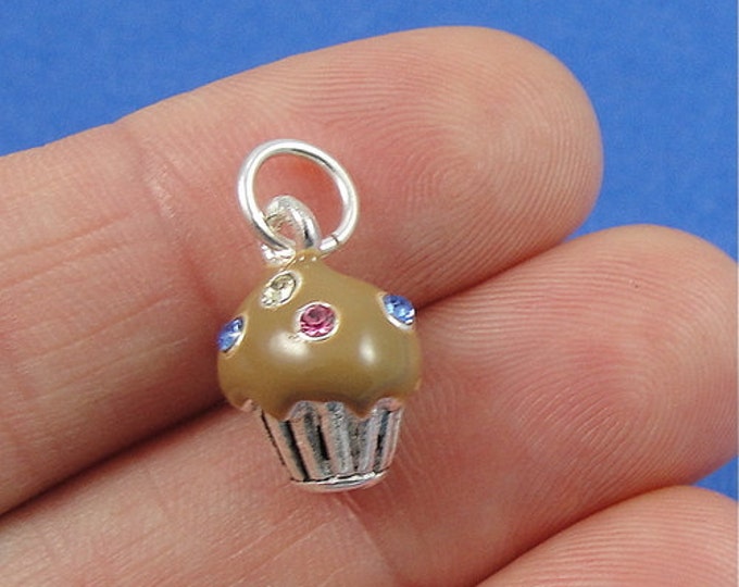 Chocolate Cupcake Charm - Silver Plated Chocolate Cupcake Charm for Necklace or Bracelet