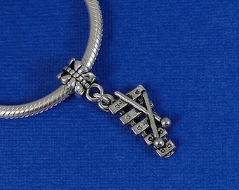 Xylophone European Dangle Bead Charm - Silver Musical Xylophone Charm for European Bracelet