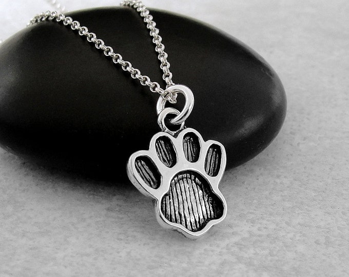 Paw Print Necklace, 925 Sterling Silver Paw Print Charm Necklace, Cat Paw Charm, Dog Paw Charm, Paw Print Pendant, Paw Prints Jewelry