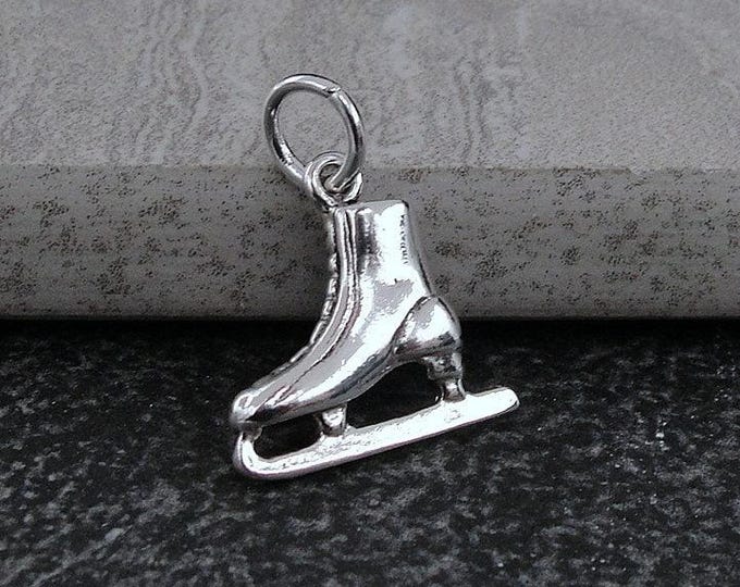 Ice Skate Charm, 925 Sterling Silver Ice Skating Charm for Necklace or Bracelet, Figure Skating Charm, Figure Skater Gift Jewelry