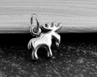 Moose Charm, 925 Sterling Silver Moose Necklace Charm, Moose Bracelet Charm, Elk Charm, Reindeer Charm, Moose Gift, Moose Jewelry
