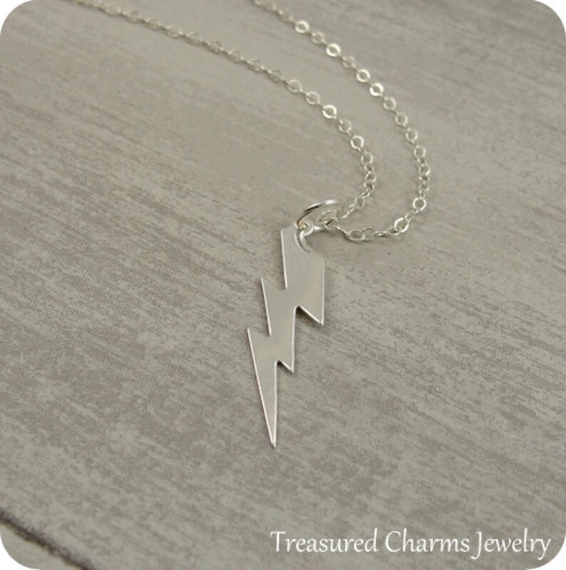 Lightning Bolt Necklace Sterling Silver Lightning Bolt Charm Etsy