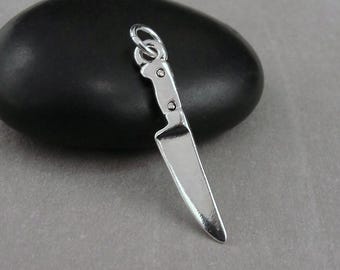 Miniature Knife Charm, Silver Kitchen Knife Charm for Necklace, Chef Charm, Baking Charm, Carving Knife Charm, Gift for Chef, Gift for Baker
