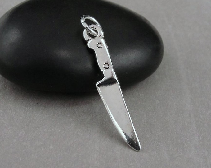 Miniature Knife Charm, Silver Kitchen Knife Charm for Necklace, Chef Charm, Baking Charm, Carving Knife Charm, Gift for Chef, Gift for Baker
