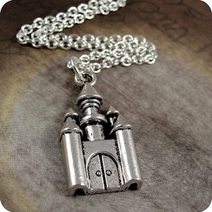 Medieval Castle Necklace, Silver Plated Castle on a Silver Cable Chain