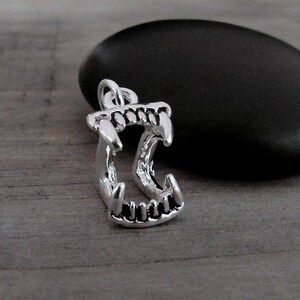 Vampire Fangs Charm, Silver 3D Vampire Teeth Charm for Necklace or Bracelet, Halloween Charm, Vampire Fangs Pendant, Vampire Teeth Pendant image 3