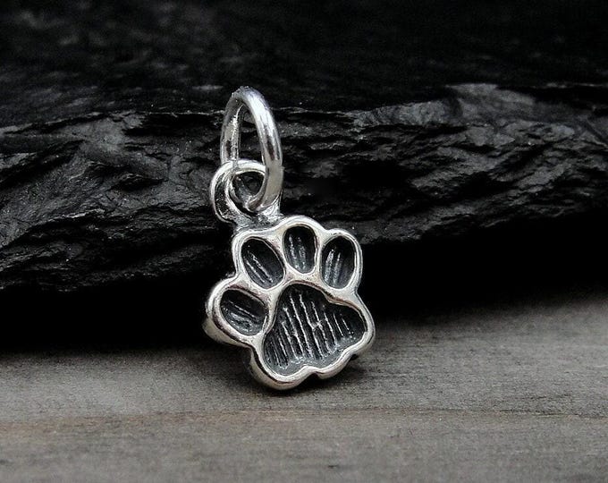 Paw Print Charm, Sterling Silver Paw Charm for Necklace or Bracelet, Cat Lover Charm, Dog Lover Charm, Dog Paw Charm, Cat Paw Charm