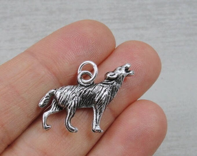 Howling Wolf Charm - Silver Plated Howling Wolf Charm for Necklace or Bracelet