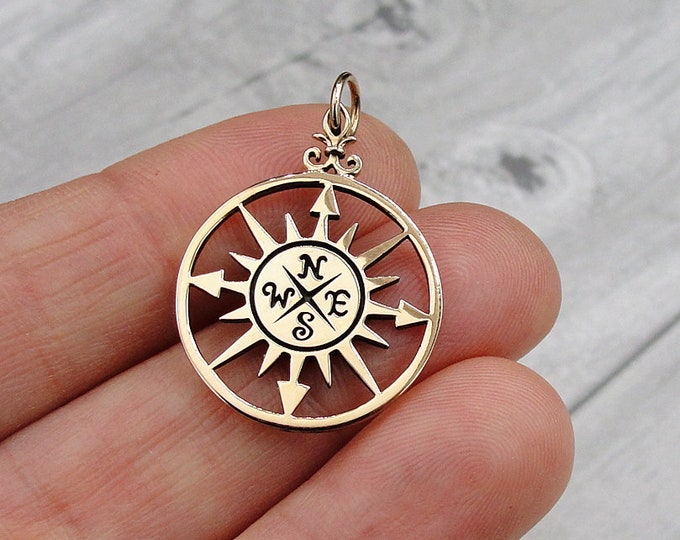 Compass Charm, Gold Compass Pendant, Journey Charm, Nautical Charm, Hiking Charm, Camping Charm, Graduation Charm, Graduation Gift Jewelry