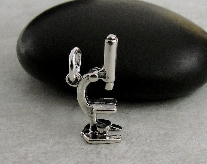 925 Sterling Silver Microscope Charm, Science Lab Charm, Scientist Chemist Charm, Biology Research Charm, Bracelet Charm, Necklace Charm