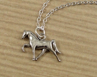 Walking Horse Necklace, Silver Tennessee Walking Horse Charm on a Silver Cable Chain