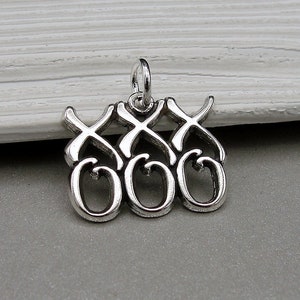 Hugs and Kisses Charm, 925 Sterling Silver XOXO Charm, Valentine&#39;s Day Necklace, Gift for Girlfriend, Girlfriend Necklace, Friendship Charm