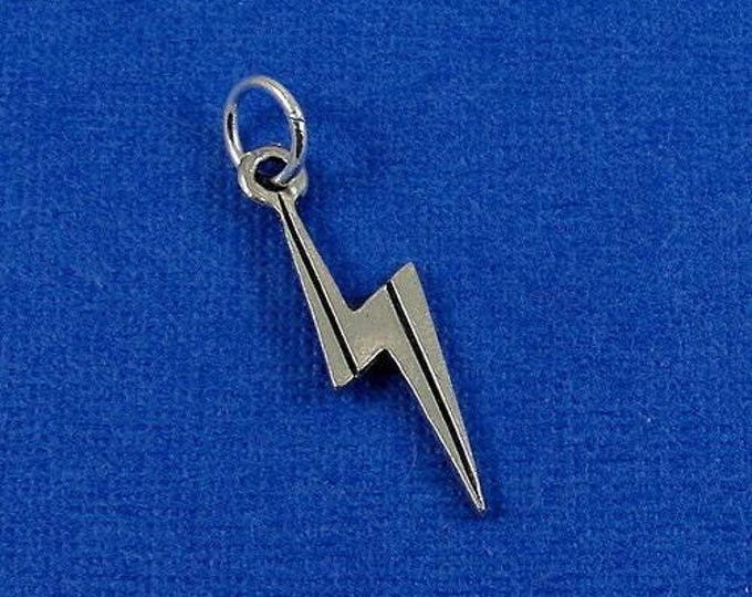 Lightning Bolt Charm - Silver Plated Lightning Bolt Charm for Necklace or Bracelet